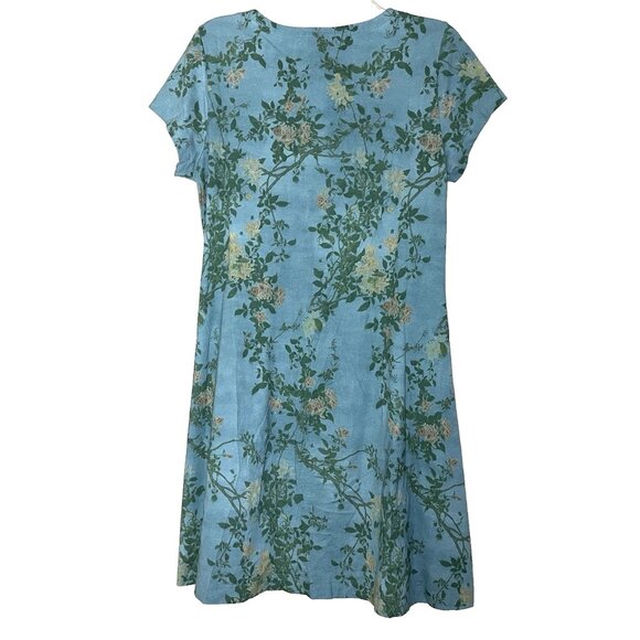 Peruvian Connection Dress Medium Short Sleeves Pima Cotton Floral Fairy Vacation - Picture 3 of 11